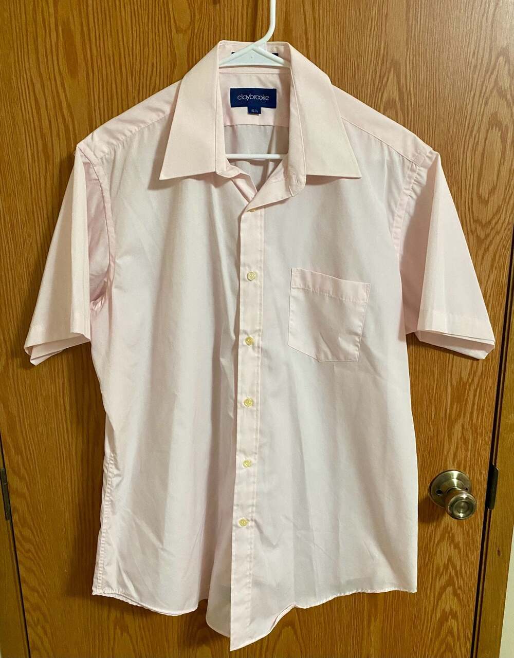 Claybrooke Vintage Men's Short Sleeve Dress Shirt Pink 16 1/2